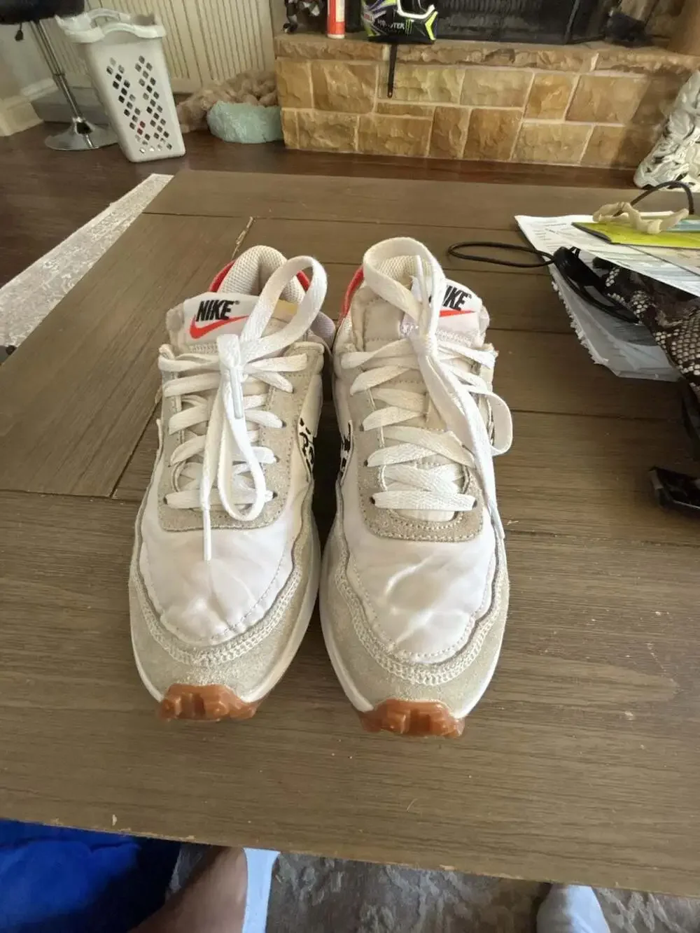 Nike Waffle Debut Women's Sneakers in White/Orange Leopard Print